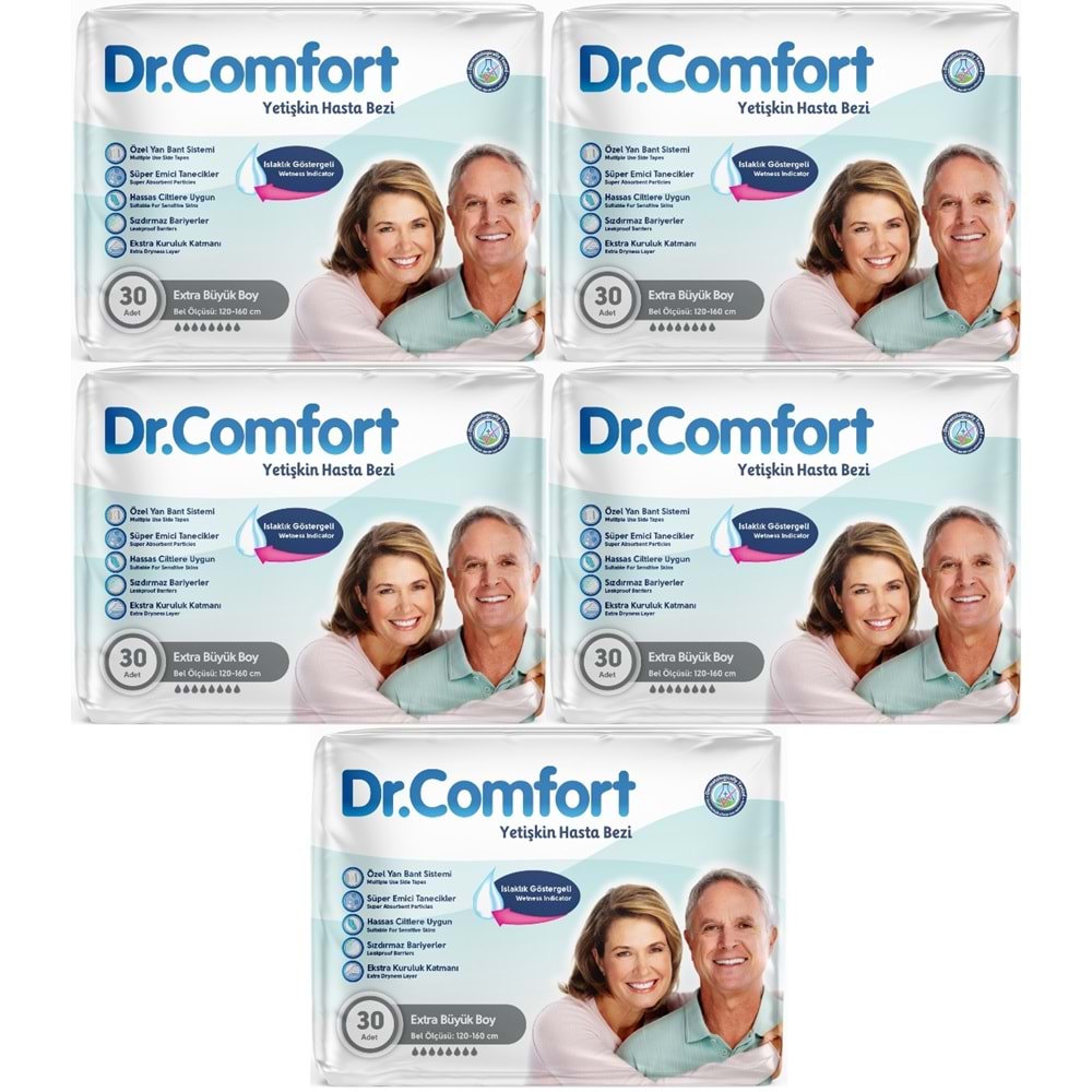 Dr.Comfort Yetişkin Bezi Bel Bantlı Tekstil Yüzeyli XL - Ekstra Büyük 150 Adet