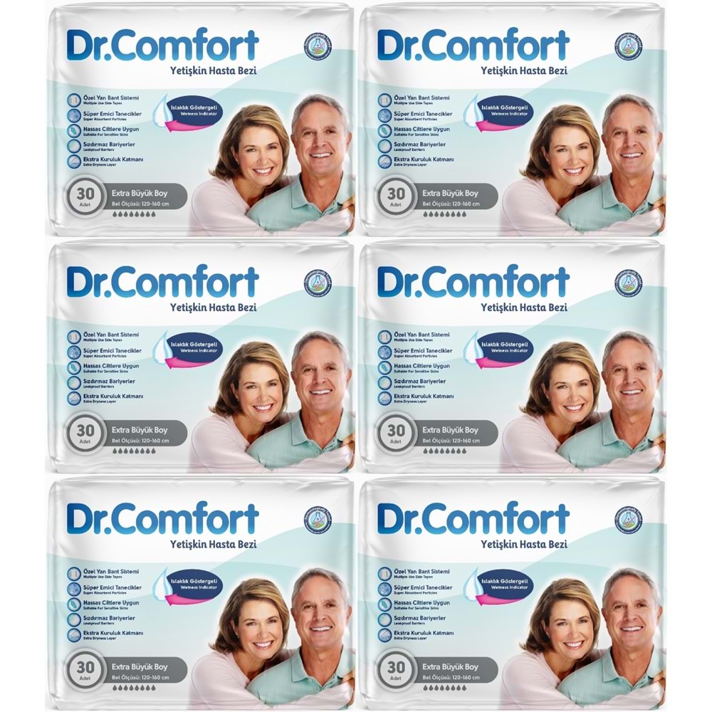 Dr.Comfort Yetişkin Bezi Bel Bantlı Tekstil Yüzeyli XL - Ekstra Büyük 180 Adet
