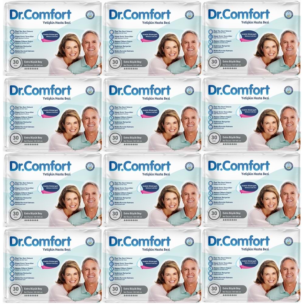 Dr.Comfort Yetişkin Bezi Bel Bantlı Tekstil Yüzeyli XL - Ekstra Büyük 360 Adet