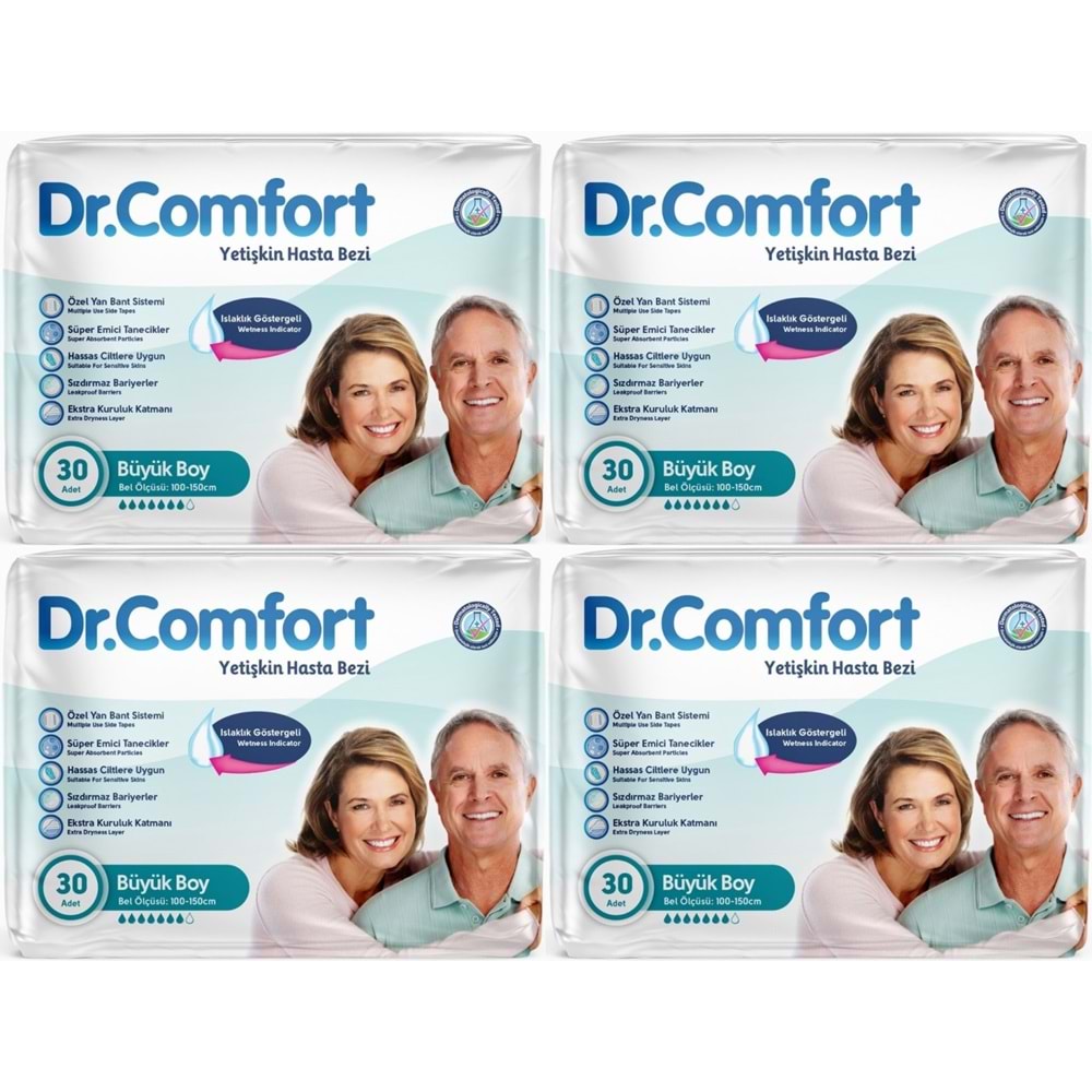 Dr.Comfort Yetişkin Bezi Bel Bantlı Tekstil Yüzeyli L - Büyük - Large 120 Adet