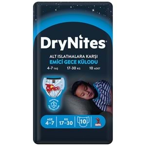Drynites Emici Gece Külodu/Külot Bez Erkek 4-7Yaş 17-30KG Small 120Adet 12PK*10 AltIslatmalara Karşı