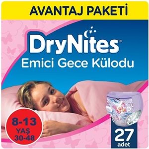 Drynites Emici Gece Külodu/Külot Bez Kız 8-13 Yaş 30-48KG Large 45 Adet 5PK*9 Alt Islatmalara Karşı