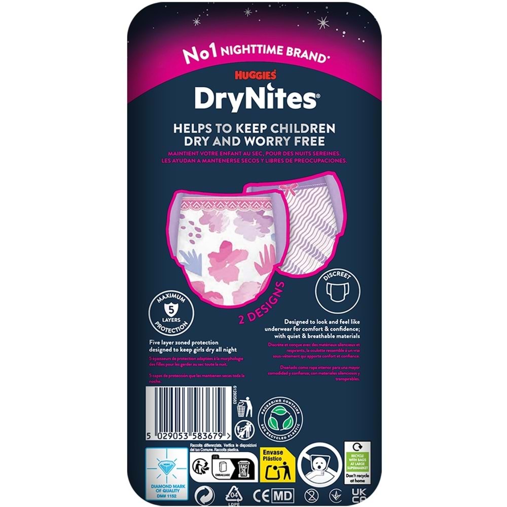 Drynites Emici Gece Külodu/Külot Bez Kız 13+ Yaş (48-60KG) X Large 27 Adet (3PK*9)