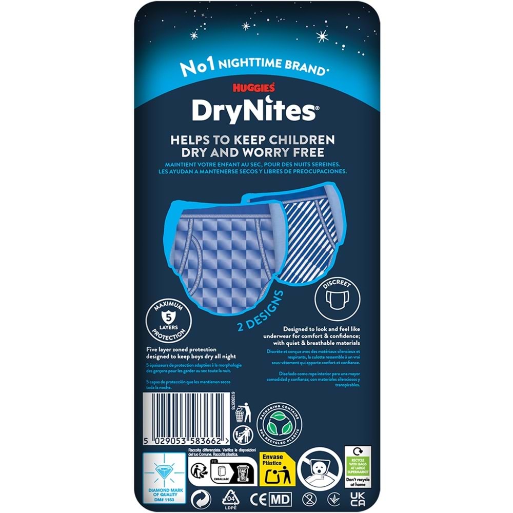 Drynites Emici Gece Külodu/Külot Bez Erkek 13+ Yaş (48-60KG) X Large 45 Adet (5PK*9)