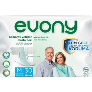 Evony Hasta Bezi Yetişkin Bel Bantlı Tekstil Yüzey Orta 120 Adet + Yatak Koruyucu Örtü 60 Adet