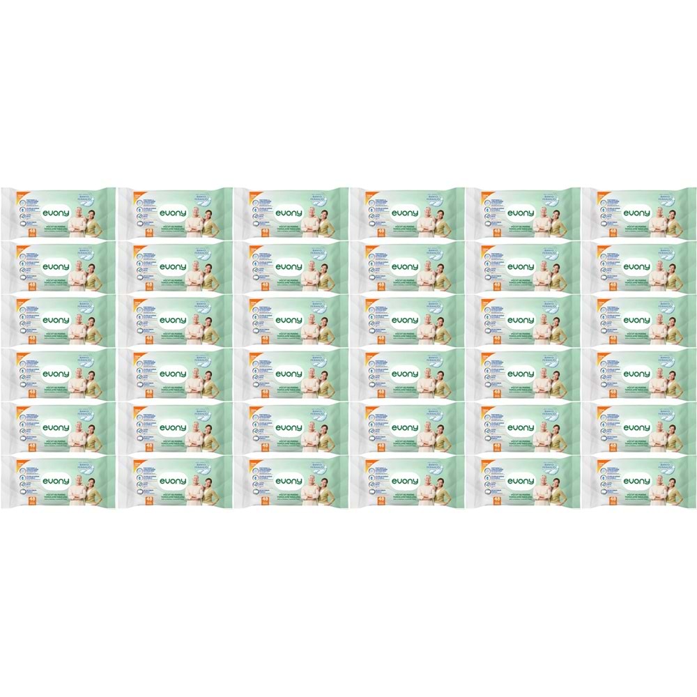 Evony Hasta Vücut Perine Temizleme Islak Mendil Havlu 48 Yaprak XL Banyo Ferahlığı (36 Lı Set)