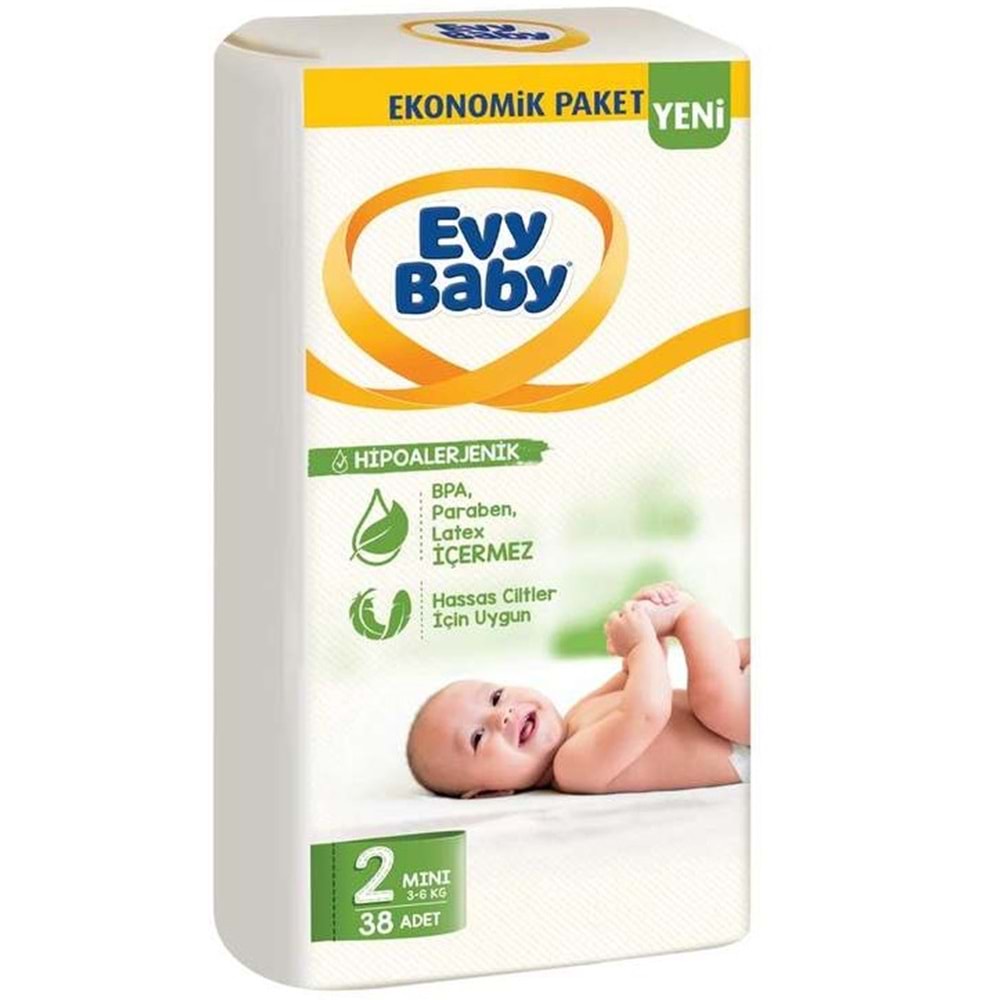 Evy Baby Bebek Bezi 2 Beden 3-6 KG Mini 152 Adet Süper Ekonomik Fırsat Pk
