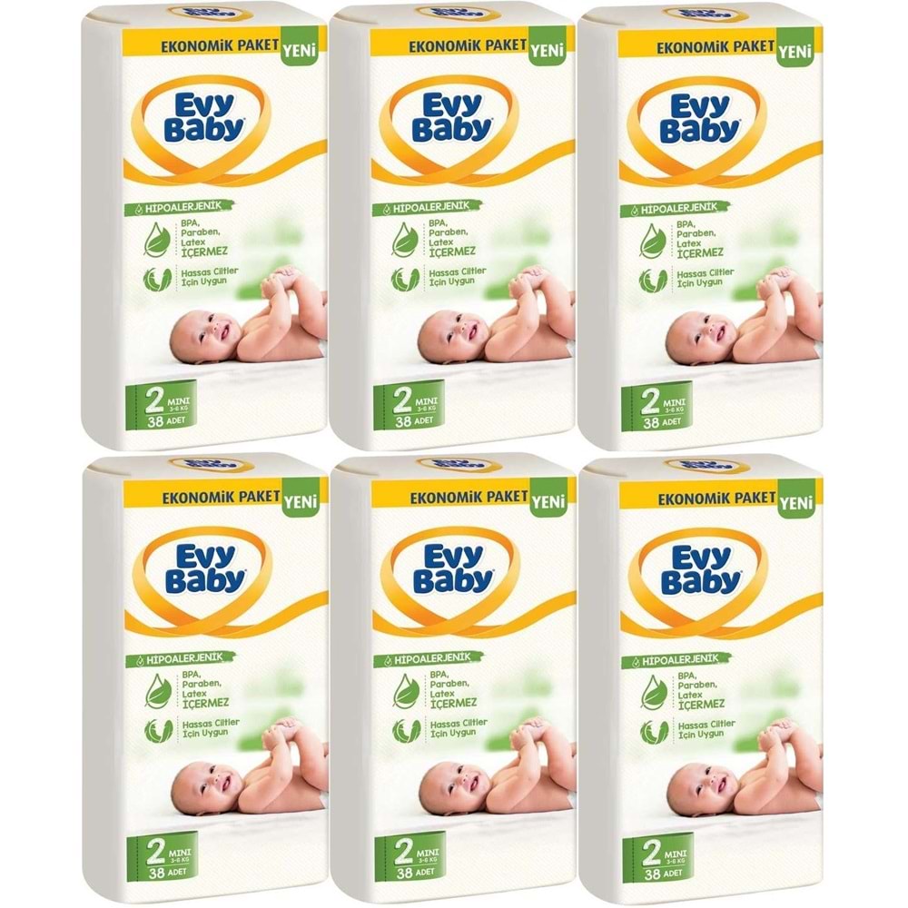 Evy Baby Bebek Bezi 2 Beden 3-6 KG Mini 228 Adet Süper Ekonomik Mega Pk