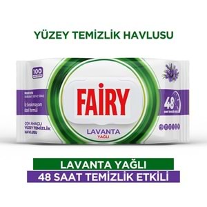 Fairy Yüzey Temizlik Havlusu 100 Yaprak Lavanta Yağlı - Beyaz Sirke - Karbonat (4 Lü Set) 400 Yaprak