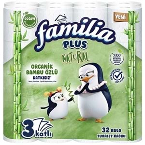 Familia Plus Tuvalet Kağıdı 3 Katlı 128 Li Paket Natural Organik Bambu Özlü (4PK*32)