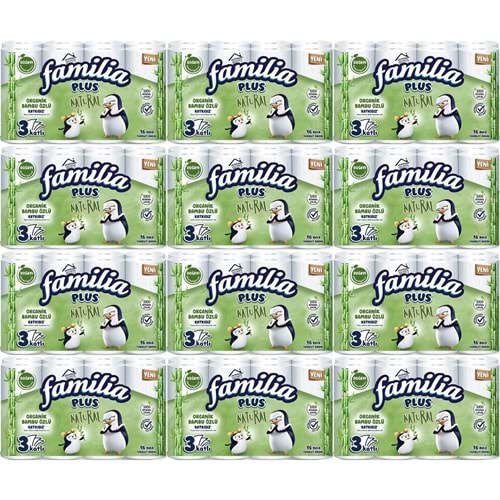 Familia Plus Tuvalet Kağıdı 3 Katlı 192 Li Paket Natural (Organik Bambu Özlü) (12PK*16)