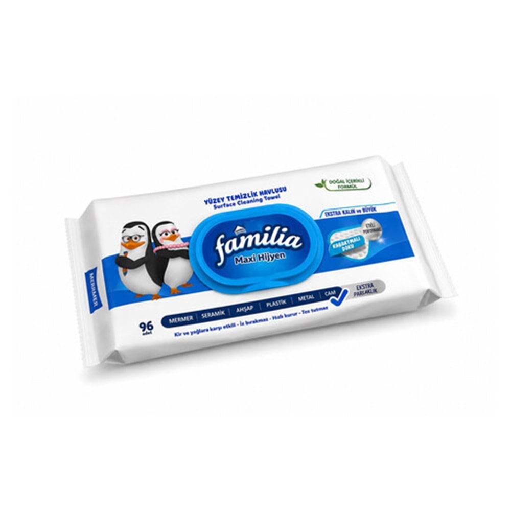 Familia Yüzey Temizlik Havlusu 96 Yaprak Maxi Hijyen Kabartma Doku Plastik Kapaklı 2 Li Set 192 Yprk