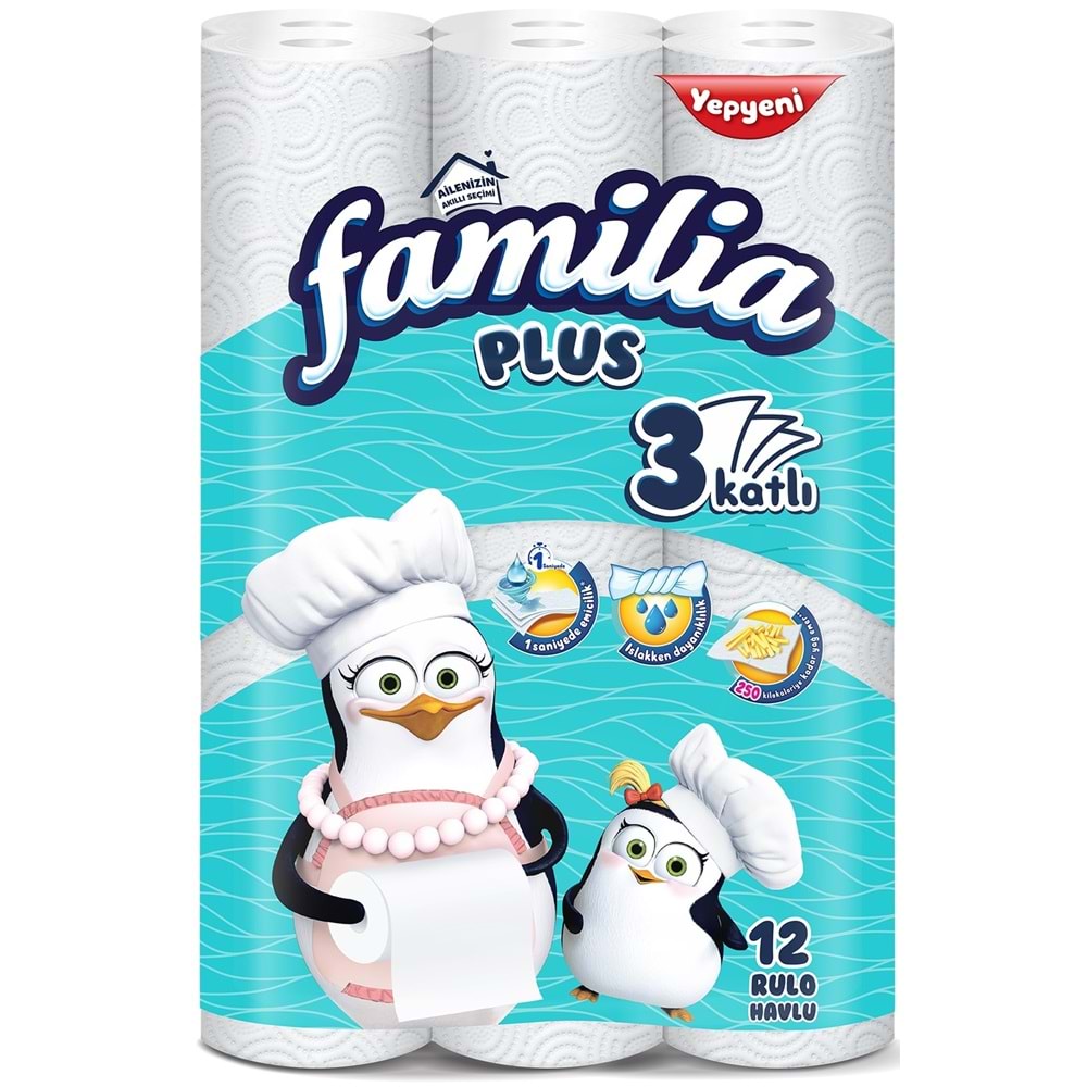 Familia Avantaj Set Plus Tuvalet Kağıdı 32 Li Rulo Sihirli Çiçekler+12 Li Rulo Havlu Penguen Turkuaz