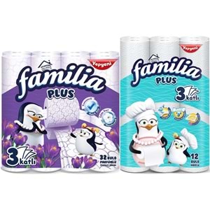 Familia Avantaj Set Plus Tuvalet Kağıdı 32 Li Rulo Sihirli Çiçekler+12 Li Rulo Havlu Penguen Turkuaz