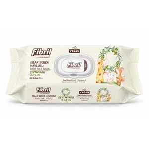 Fibril Islak Havlu Bebek Mendil 90 Yaprak Zeytinyağlı Plastik Kapaklı (5 Li Set) 450 Yaprak