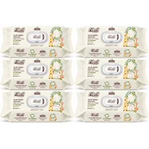 Fibril Islak Havlu Bebek Mendil 90 Yaprak Zeytinyağlı Plastik Kapaklı (6 Lı Set) 540 Yaprak