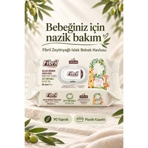 Fibril Islak Havlu Bebek Mendil 90 Yaprak Zeytinyağlı Plastik Kapaklı (9 Lu Set) 810 Yaprak