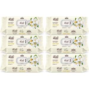 Fibril Islak Havlu Mendil 90 Yaprak Gizemli Yasemin Plastik Kapaklı (6 Lı Set) 540 Yaprak