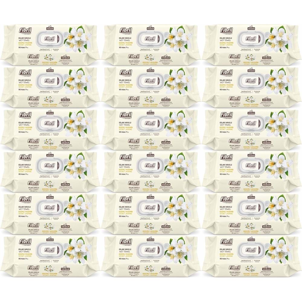 Fibril Islak Havlu Mendil 90 Yaprak Gizemli Yasemin Plastik Kapaklı (18 Li Set) 1620 Yaprak