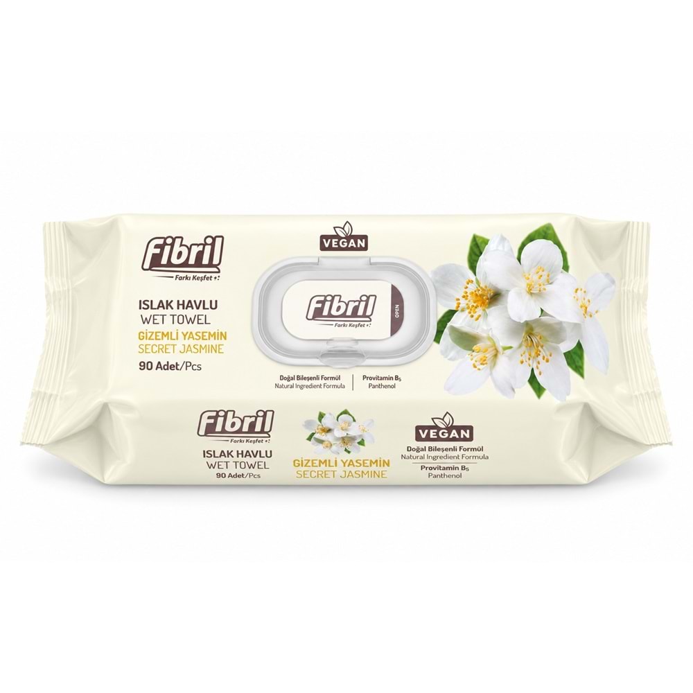 Fibril Islak Havlu Mendil 90 Yaprak Gizemli Yasemin Plastik Kapaklı (18 Li Set) 1620 Yaprak