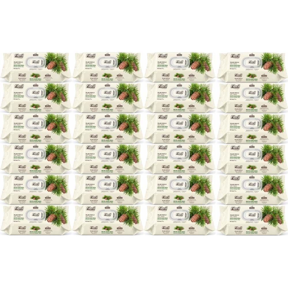 Fibril Islak Havlu Mendil 90 Yaprak Mistik Sedir Ağacı Plastik Kapaklı (24 Lü Set) 2160 Yaprak