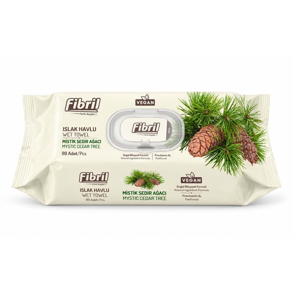Fibril Islak Havlu Mendil 90 Yaprak Mistik Sedir Ağacı Plastik Kapaklı (36 Lı Set) 3240 Yaprak