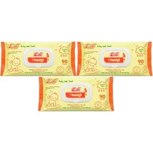 Fibril Islak Havlu Mendil 90 Yaprak Bebek Plastik Kapaklı (3 Lü Set) 270 Yaprak