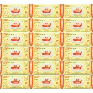 Fibril Islak Havlu Mendil 90 Yaprak Bebek Plastik Kapaklı (18 Li Set) 1620 Yaprak