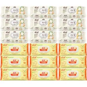 Fibril Islak Havlu Bebek Mendil 90 Yaprak Zeytinyağlı & Bebek (Karma 18 Li Set) 1620 Yaprak