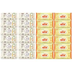 Fibril Islak Havlu Bebek Mendil 90 Yaprak Zeytinyağlı & Bebek (Karma 24 Lü Set) 2160 Yaprak