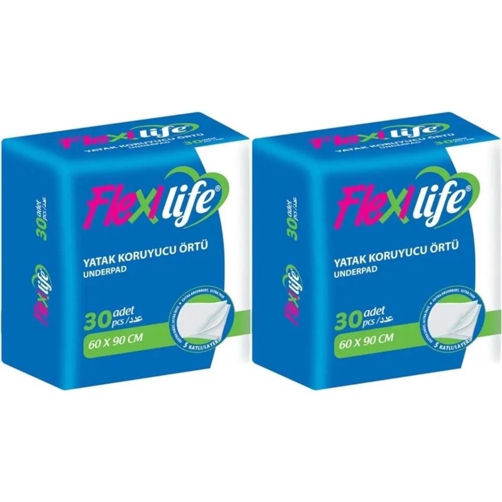 Flexi Life Kedi - Köpek - Evcil Haycan Çiş Tuvalet Eğitim Pedi 60*90CM 60 Adet (2PK*30)