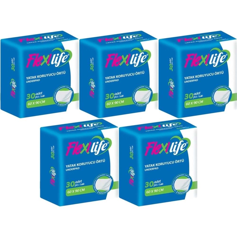 Flexi Life Kedi - Köpek - Evcil Haycan Çiş Tuvalet Eğitim Pedi 60*90CM 150 Adet (5PK*30)