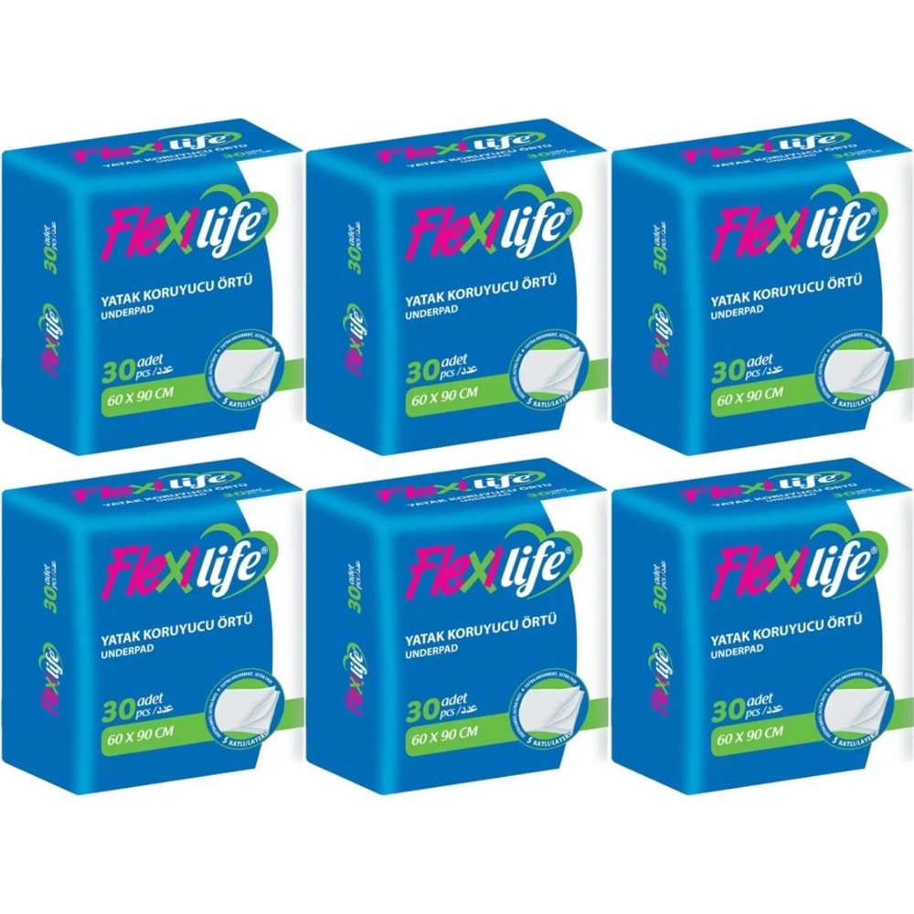 Flexi Life Kedi - Köpek - Evcil Haycan Çiş Tuvalet Eğitim Pedi 60*90CM 180 Adet (6PK*30)