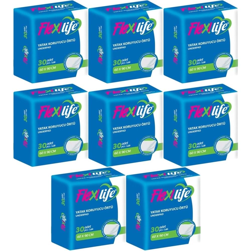 Flexi Life Kedi - Köpek - Evcil Haycan Çiş Tuvalet Eğitim Pedi 60*90CM 240 Adet (8PK*30)