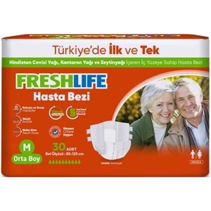 FreshLife Yetişkin Hasta Bezi Bantlı M - Medium - Orta 180 Adet (6PK*30)