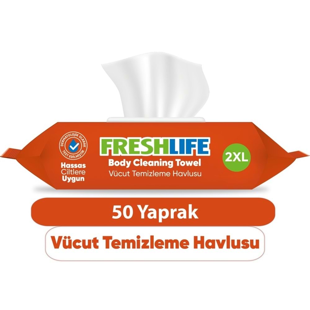 Freshlife Hasta Vücut Temizleme Islak Mendil Havlu 50 Yaprak XL (3 Lü Set)
