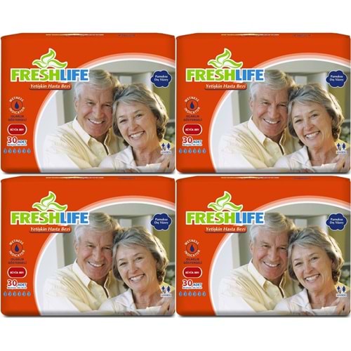 FreshLife Yetişkin Hasta Bezi Bel Bantlı L - Large - Büyük 120 Adet (4PK*30)