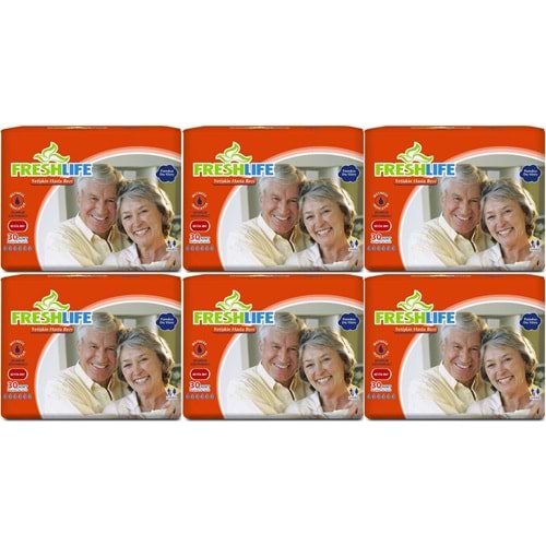 FreshLife Yetişkin Hasta Bezi Bel Bantlı L - Large - Büyük 180 Adet (6PK*30)