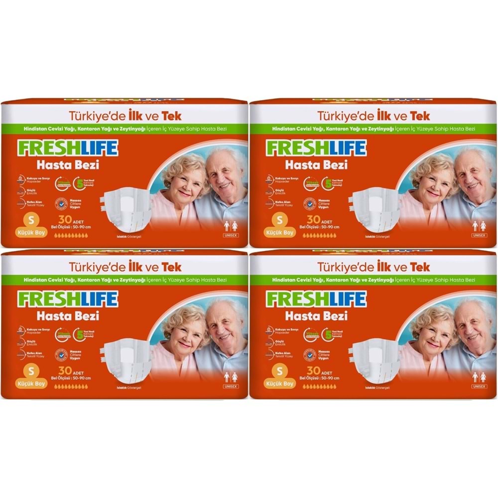 FreshLife Yetişkin Hasta Bezi Bel Bantlı S - Küçük - Small 120 Adet (4PK*30)