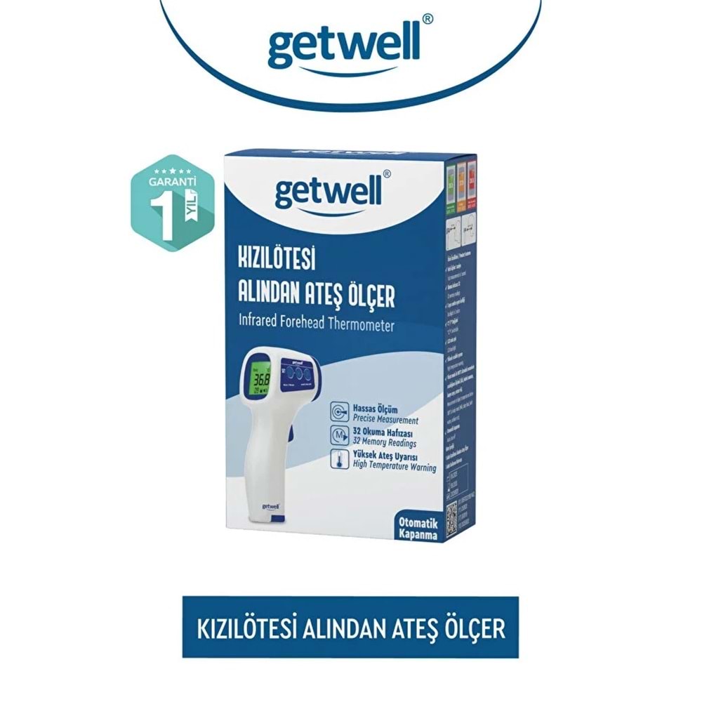 Getwell Ateş Ölçer Kızıl Ötesi Alından - Temassız - Uzaktan (Yetişkin & Bebek & Çocuk) (2 Li Set)