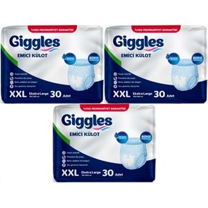 Giggles Yetişkin Bezi Emici Külot Ekstra Büyük (XXL) (Bel Ölçüsü 150 - 200 CM) 90 Adet