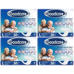Goodcare Yetişkin Bezi Bel Bantlı Tekstil Yüzey L Large - Büyük 120 Adet 4Pk x 30
