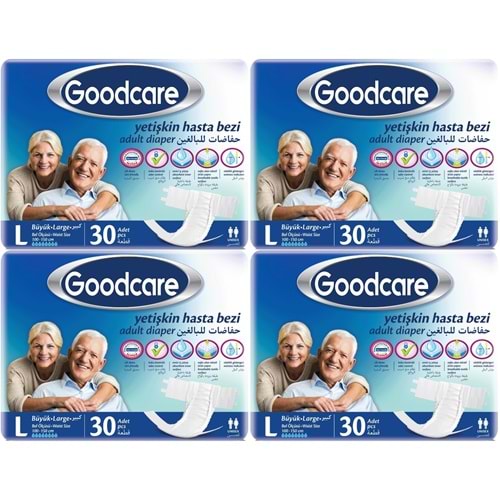 Goodcare Yetişkin Bezi Bel Bantlı Tekstil Yüzey L Large - Büyük 120 Adet 4Pk x 30