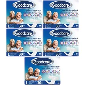 Goodcare Yetişkin Bezi Bel Bantlı Tekstil Yüzey L Large - Büyük 150 Adet 5Pk x 30