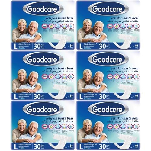 Goodcare Yetişkin Bezi Bel Bantlı Tekstil Yüzey L Large - Büyük 180 Adet 6Pk x 30