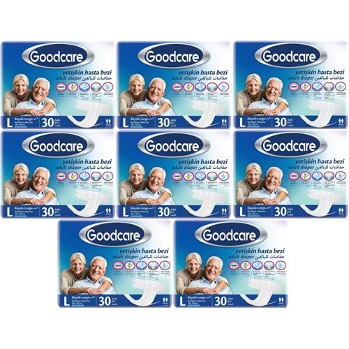 Goodcare Yetişkin Bezi Bel Bantlı Tekstil Yüzey L Large - Büyük 240 Adet 8Pk x 30