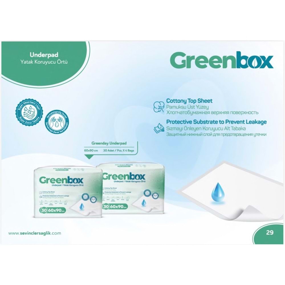Greenbox Yetişkin Yatak Koruyucu Alt Açma Örtü 60x90 CM Adet 150 Adet