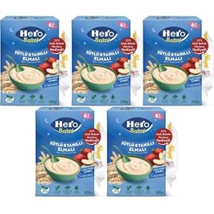 Hero Baby Kaşık Maması 200GR Gece Sütlü Elmalı 8 Tahıllı + Islak Mendil Hediye (5 Li Set)