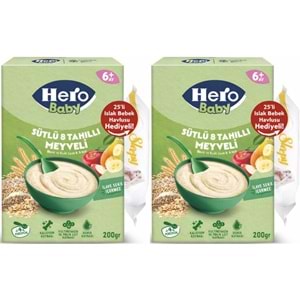 Hero Baby Kaşık Maması 200GR Sütlü 8 Tahıllı Meyveli + Islak Mendil Hediye (2 Li Set)
