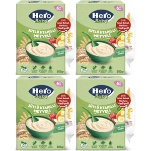 Hero Baby Kaşık Maması 200GR Sütlü 8 Tahıllı Meyveli + Islak Mendil Hediye (4 Lü Set)